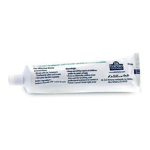 Dr. Tichenor's Extra Whitening and Tartar Control Fluoride Toothpaste - Cavity Fighting, Plaque Removal, and Teeth Whitening, with Natural Peppermint Flavor - 6.4 Ounce (Pack of 2)