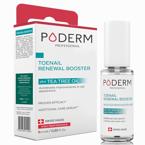 PODERM – TOENAIL RENEWAL BOOSTER – TEA TREE oil-serum - Restores Appearance of Discolored/Damaged Nails – Toe and Fingernail Repair – 100% Natural Ingredients and Vegan – Express Renewal – Swiss Made