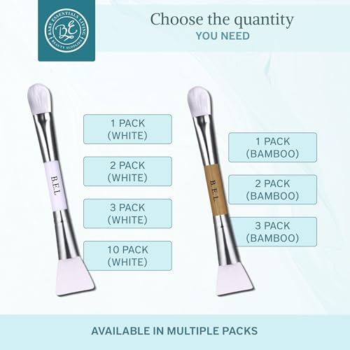Bare Essentials Living Clay Face Mask Brush (3 Pack, Bamboo) Dual Soft Silicone Face Mask Applicator Brush Tool, Great Facial Essentials, Moisturizer Applicator & Skincare Brush for Facials