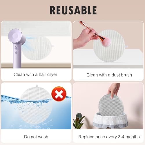 4 Pack Replacement Filters Compatible with MelodySusie HPro/SProR Nail Dust Collector, Home or Nail Salons Use Reusable Refill Filters for Nail Dust Vacuum Machine