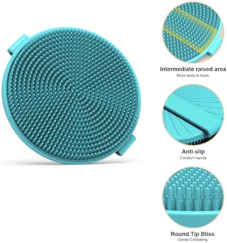 Silicone Body Scrubber Brush - Gentle Exfoliating and Lather Well - Fast-Drying, Hygienic, BPA-Free Silicone Body Exfoliator for Sensitive Skin, Men & Women