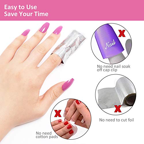 Gel Nail Polish Remover - Gel Polish Remover Wraps BTArtbox Nail Foil Wraps 200 Pcs Soak Off Gel Remover with 1 Pcs Cuticle Pusher for Removing Nail Polish at Home