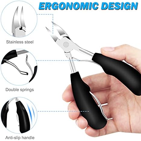 Podiatrist Toenail Clippers, Pedicure Toenail Cutters with Super Sharp Curved Blade, Professional Thick & Ingrown Toe Nail Clippers for Adults & Seniors