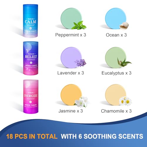Shower Steamers, 18 Pack Set Shower Bombs with 6 Organic & Natural Fragrance, Self-Care & Relaxation Presents for Women and Men, Ideal for Personal Care and Birthday, Halloween Presents