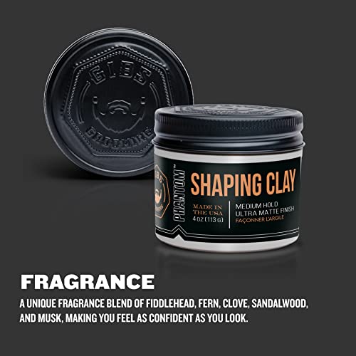 GIBS Shaping Clay, Phantom, Medium Hold, Ultra Matte Finish, Water Based, Great for Soft and Natural Looks