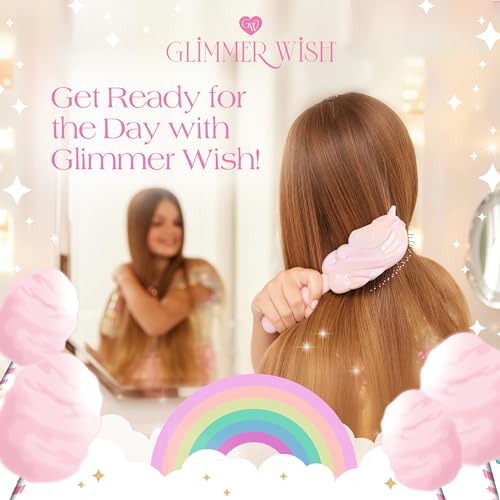 Glimmer Wish Unicorn Hair Detangler Brush for Kids – Gentle & Soft Bristles for Tangle-Free Locks – Anti-Frizz & Anti-Static – Hairbrush for Wet or Dry Use, Hair Brush for Girls and Women