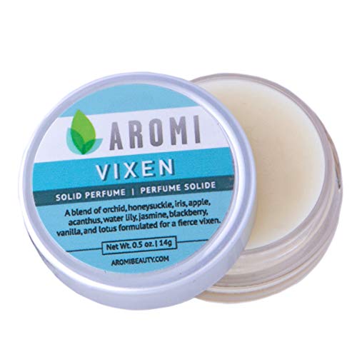 Aromi Vixen Solid Perfume | Fruity, Floral Fragrance, Jasmine, Honeysuckle, Water Lily Scent, Vegan, Cruelty-free, Wax Based, Travel, Women's Gift, Handmade (Vixen)