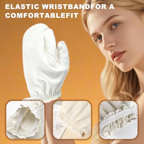 Ayurvedic Garshana Gloves for Body Massage Raw Silk Exfoliating Massage Gloves with Elastic Wrist Bands for Men Women Traditional Wellness Tool for Skin Care and Relaxation (2PCS)