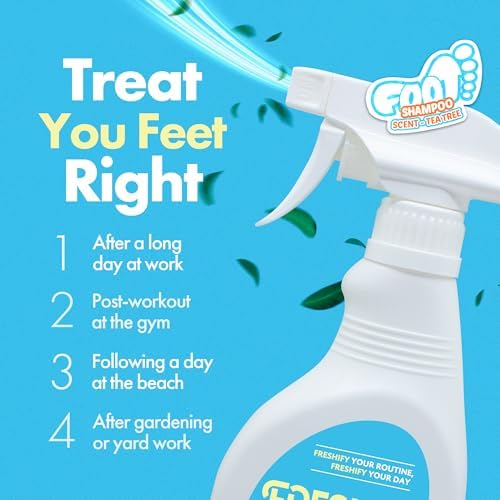Daily Foaming Foot Shampoo | Moisturizing Foamy Foot Shampoo Spray w/Tea Tree Oil | Athletes Foot Spray Wash Foot Odor Eliminator w/Gentle Exfoliation | Smelly Feet Solutions (10.34 fl oz)