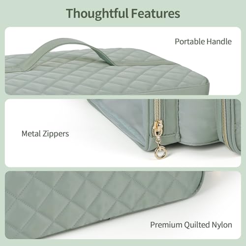 Nail Polish Organizer, Nail Polish Storage Holds 50-70 Bottles & Nail Lamp, Portable Travel Nail Kit Storage Carrying Case Fits Nail Suppiles, Gift for Manicurist, Grils (Green)