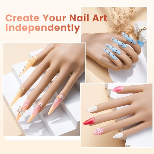 Practice Hand for Acrylic Nails: Nail Tips Won't Fall off From Fake Nail Practice Hand - Flexible Nail Mannequin Hand Practice for Beginners