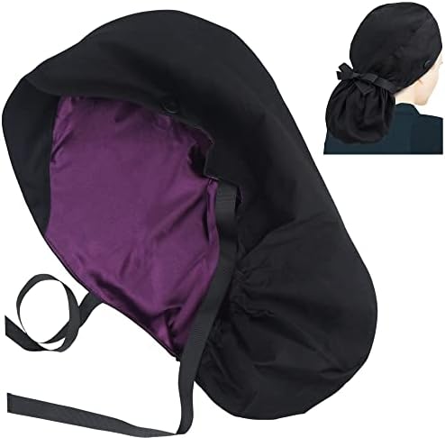 ABAMERICA Scrub Caps for Women Surgical Caps Nurse Hat Functional Ponytail Holder for Long Hair Single or Satin-Lined