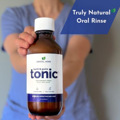Dental Herb Company Tooth & Gums Tonic Oral Rinse – Natural Professional Strength Mouthwash with Essential Oils & Herbs for Gum Health, Bad Breath & Gum Irritation – Alcohol-Free, 18 oz. (2 Bottles)