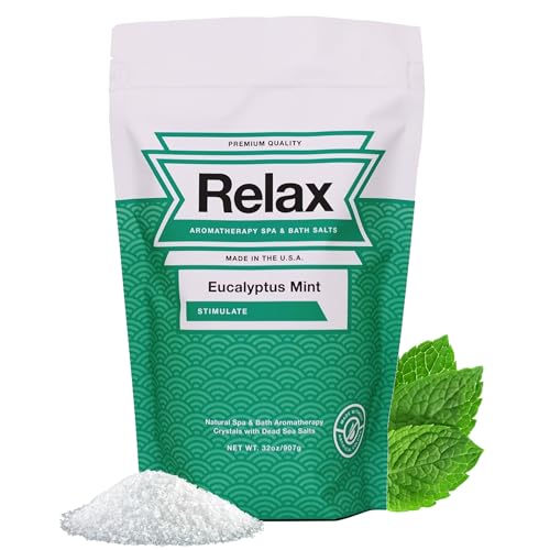 Relax Spa & Bath, Epsom & Dead Sea Salts, Aromatherapy Bath Salts for Hot Tub, Bath, or Spa, Infused with Magnesium, Eucalyptus Mint Scent