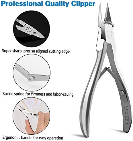 FERYES Toenail Clippers Straight Blade for Thick Toenails, Nail Clippers for Thick and Ingrown Nails - High Temperature Forging Stainless Steel Toe Nail Tools