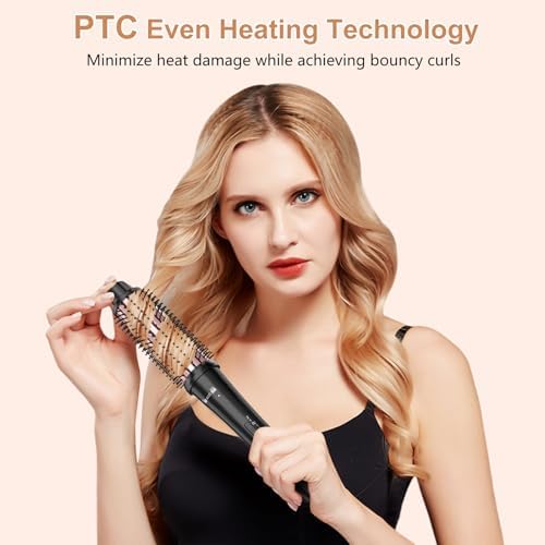 Thermal Brush 1 1/2 Inch Hair Curling Iron, Hot Loose Heated Round Brush Curling Wand Hairstyling Tools, Gift for Girls Women (Rose Gold)