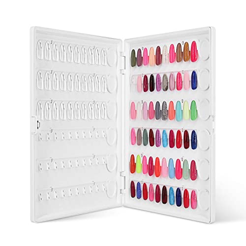 Nail Color Display Book Nail Swatch, C10 Plastic Nail Sample Display Book Nail Gel Color Card Book with Transparent Replacement Nails, No Need Pasting, No Need Glue (C10)
