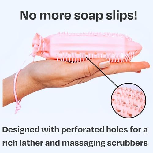 Soap Saver Bag, Gentle Exfoliating Loofah Pouch, Soap Sleeves for Bars, Exfoliating Bag, Bar Soap Pouch, Mesh Soap Bags for Soap Bars, Soap Bar Bag, Silicone Body Scrubber, 2-Pack Loofah