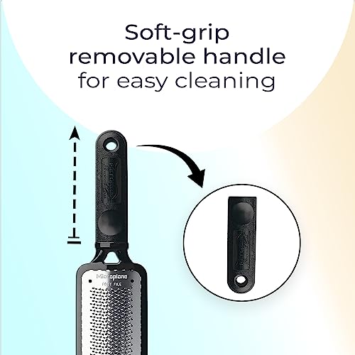 Microplane Colossal Foot File Scraper - The Original Stainless Steel Foot Rasp, Dead Skin/Callus Remover for Feet, Gentle Foot Scrubber, Pedicure Tools for Salon-Quality Foot Care, Black