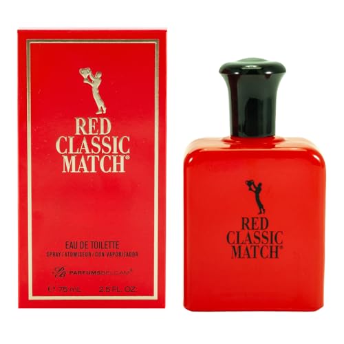 PB ParfumsBelcam Men's 2.54 Fl Oz Red Classic Match Eau de Toilette and 2.5 Fl Oz Blue Classic Match Eau De Toilette Spray Bundle