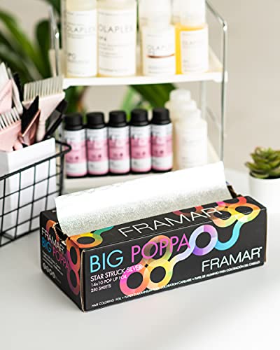 Framar Big Poppa Silver Pop Up Hair Foil - Aluminum Foil Sheets, Hair Foils For Highlighting, Pop Up Foils For Hair Stylist, 250 Pop Up Foil Sheets, Hair Color Supplies – 10x14 inches