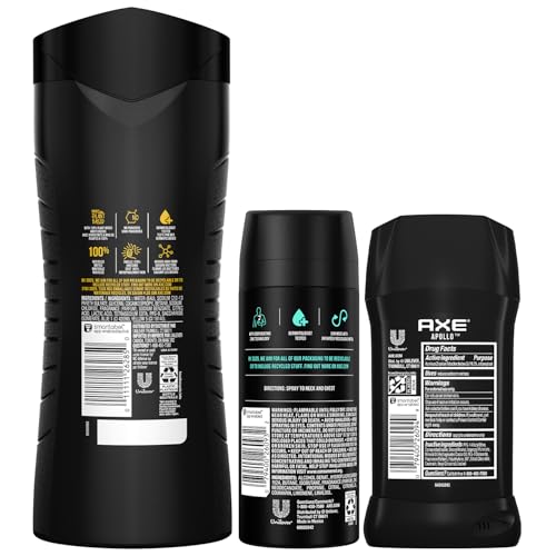 AXE Apollo Body Care Gift Set – Men’s Body Wash, Body Spray & Deodorant Set, Sage and Cedarwood (3 Piece Set)