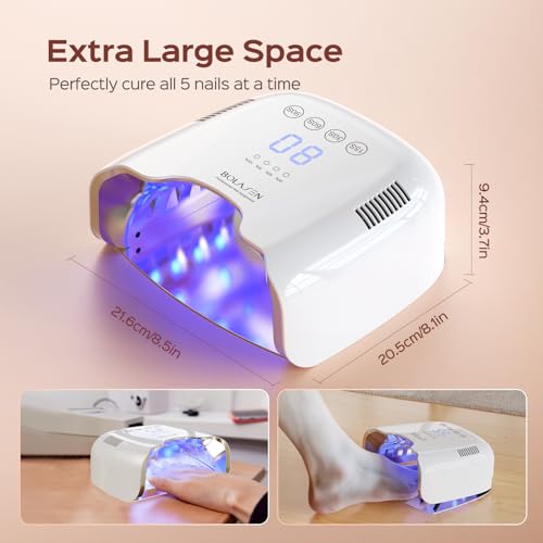 BOLASEN Cordless Rechargeable UV Nail Lamp - UV Light for Gel Nails with Metallic Reflector & Metal Base, 54W Portable Wireless LED Nail Dryer, Professional Fast Charger Curing Lamp for Salon P30 PRO