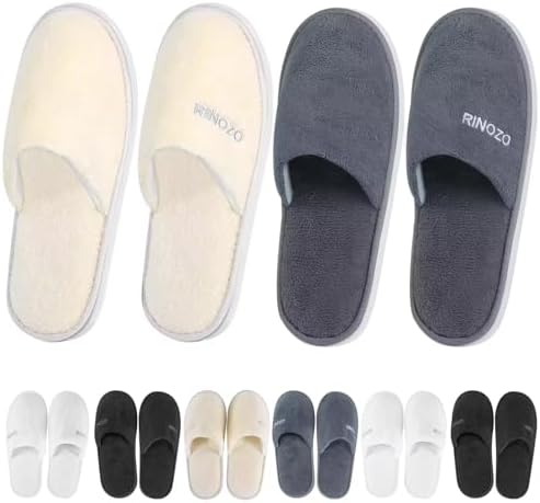 Disposable Slippers 8 Pairs Non Slip Spa Slippers Washable Reusable Hotel Slipper Super Comfort Soft Coral Fleece Bulk Closed Toe House Slippers for Guests Women Men Home Indoor Party Travel