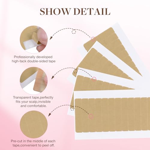 GOO GOO Hair Extension Tape Double Sided Adhesive Replacement Tape, Professional Strong Tapes for Tape in Hair Extensions 120pcs, 1.6 * 0.3inch per Piece