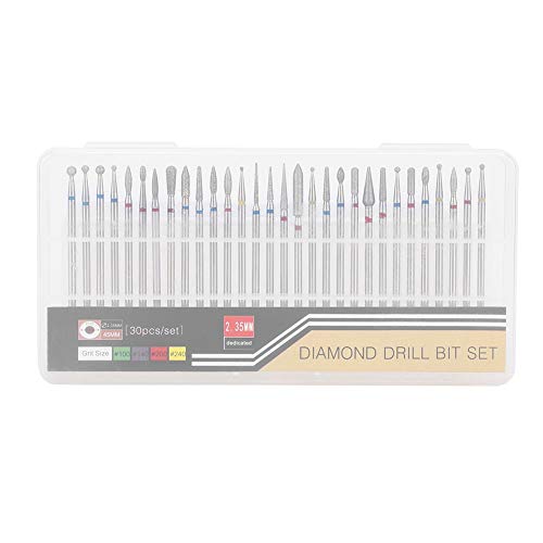 Russian Manicure Drill Bits, 30Pcs/Set Grinding Head Burr Set, Drill Bits Manicure Pedicure Tools Polishing Buffing for Polishing Buffing Bits[A]