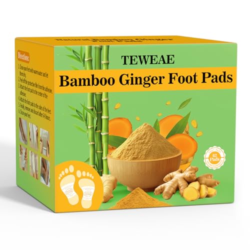62 Pads Foot Pads -with Pure Natural Turmeric & Ginger, Wormwood, Bamboo Vinegar, Bigger Adhesive Pad Ginger Foot Pads