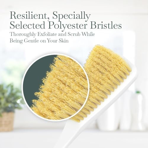 Fuller Brush Exfoliator & Scrub Body Brush - 16-inch Contoured Handle with Polyester Bristles - an All-Over Reach Including Back, Neck, Shoulders & Feet - Soft, Durable & Gentle on Your Skin
