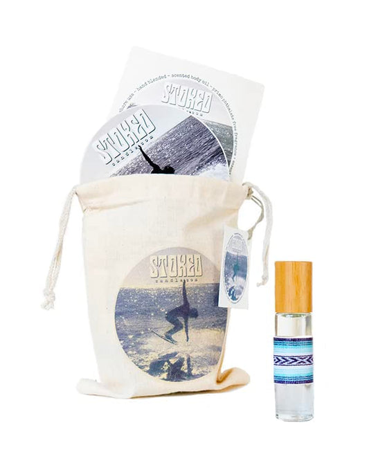 Stoked Rollie ~ BOARDWALK roll-on perfume oil, phthalate free, alcohol free, moisturizing, unisex, surfer, surfer girl, boho, body oil, beach, artisan handcrafted