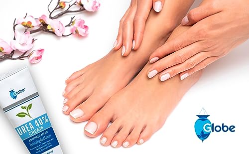 Globe (2 Pack Urea Cream 40% - (4 oz) Intensive Hydration for Dry and Cracked Heels, Feet, Hands, Elbows and Knees - Callus Remover for Women - Helps Athletes Foot - Foot Odor - Total 8 oz