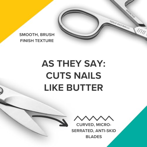 Rui Smiths Pro Precision Toenail Scissors | Stainless Steel Pedicure Trimmer Cutter with Micro-Serrated, Anti-Skid Cutting Edges and Long Handles For Hard Nails | Made in Solingen, Germany