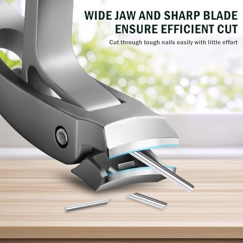 FVION Innovative Angled Head Toenail Clippers, Professional Ingrown Toe Nail Clippers for Thick Nails Seniors, Slanted Nail Clippers with Catcher, Pedicure Toenail Cutters Toenail Scissors