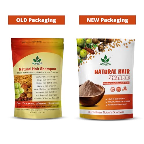 Havintha Natural Hair Shampoo with Amla, Reetha, Shikakai and Methi dana Powder for hair wash - 8 ounce | 0.5 pound | 227 grams (Pack of 1)