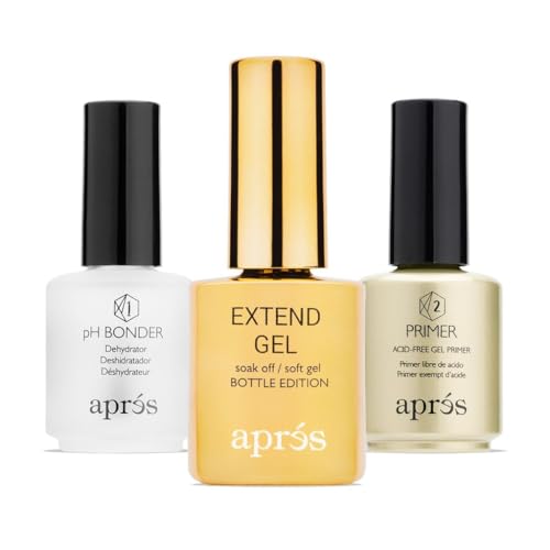 APRÉS Gel-X® Professional Nail Extension Bundle - Gold Bottle Extend Gel, pH Bonder, Non-Acidic Primer, 15 ml Set