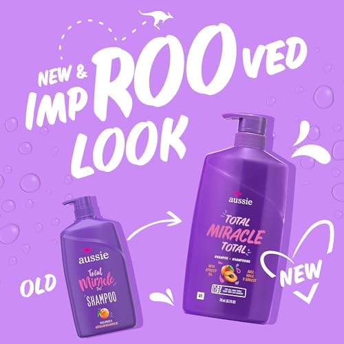 Aussie Total Miracle with Apricot & Macadamia Oil, Paraben Free Shampoo, 26.2 fl oz Pack of 4