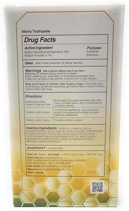 Atomy Propolis Toothpaste Oral Care Green Tea Extract 1set (50 Grams X 4 Tubes)