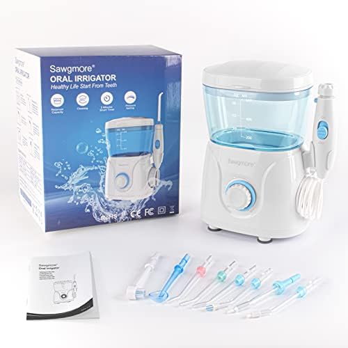 FC166 Water Flosser for Teeth/Braces, 600 ml Large Capacity, 10 Adjustable Pressures,8 Home Nozzles Professional Oral Irrigator for Teeth Clean(White)