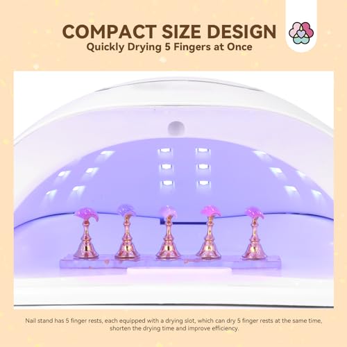 SAVILAND Nail Stand for Press On Nails: 6pcs Nail Stand Set 2X Magnetic Nail Holder for Painting Nails Display 40PCS False Finger Holder Art Brush Putty Acrylic Nail Art Kit Nail Enthusiasts Home DIY