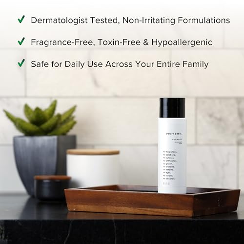 Fragrance Free Shampoo - Gentle on Sensitive Skin and Hair - Unscented - Dermatologist Tested - No Sulfates, Parabens or Gluten - Non Comedogenic and Hypoallergenic