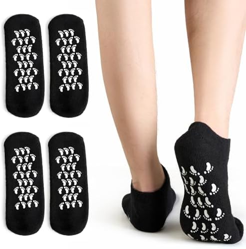 MoyRetty 2 Pairs Moisturizing Silicone Socks for Men - Large Size, Black, Ultimate Aloe-Infused Gel for Home Use - Say Goodbye to Dry Cracked Feet