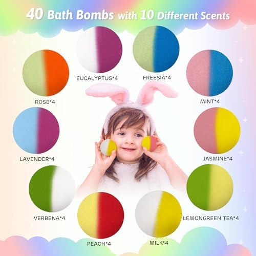Bath Bombs for Kids with Toys Inside - 40 Pack Surprise Organic Natural Bath Bombs (Dino/Unicorn/Marine) Toddler Toys for Boys & Girls, Children's Birthday Christmas Gifts Set