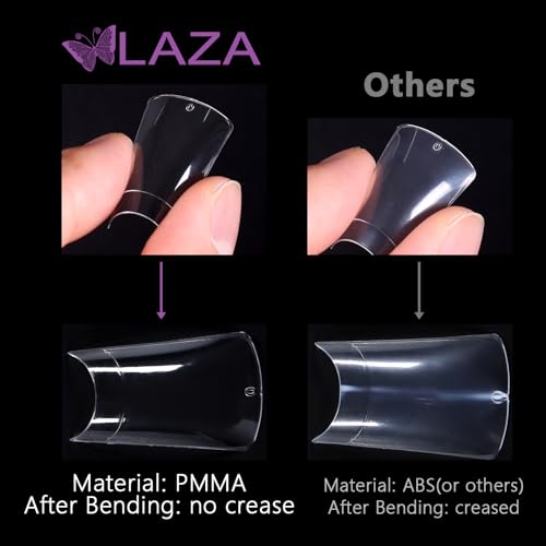 Laza 600pcs Long Duck Nail Tips 12 Sizes Box-packed Clear Duck Nails Full Cover Wide Nail Tips French False Nail Tips for Acrylic Nails Extension Tips — 44MM
