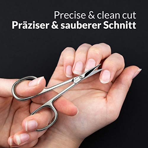 Solingen Curved Cuticle Scissors – Precision German Steel for Manicure & Pedicure, Eyebrow & Eyelash Grooming, Extra Sharp with Premium Storage Case