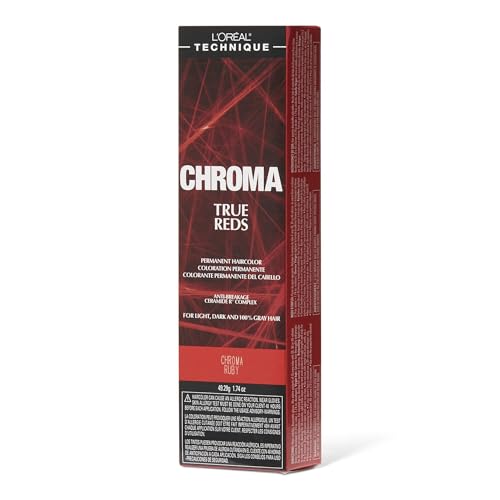 L'Oréal Technique Chroma True Reds Permanent Hair Color - Red Dye For Long-Lasting Color, For Light, Dark and Gray Hair