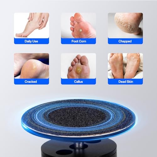 FSA&HSA Eligible Electric Foot Callus Remover with 60pcs Sandpaper Discs, Professional 1200RPM Aluminum Callus Remover for Feet, Stepless Speed Control Foot File for Dead Skin (Black)