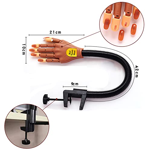 Practice Hand for Acrylic Nails, Flexible Nail Practice Hands Training Kits, Fake Mannequin Hands for Nails Practice, Movable Nail Mannequin Hand with 100PCS Nail Tips